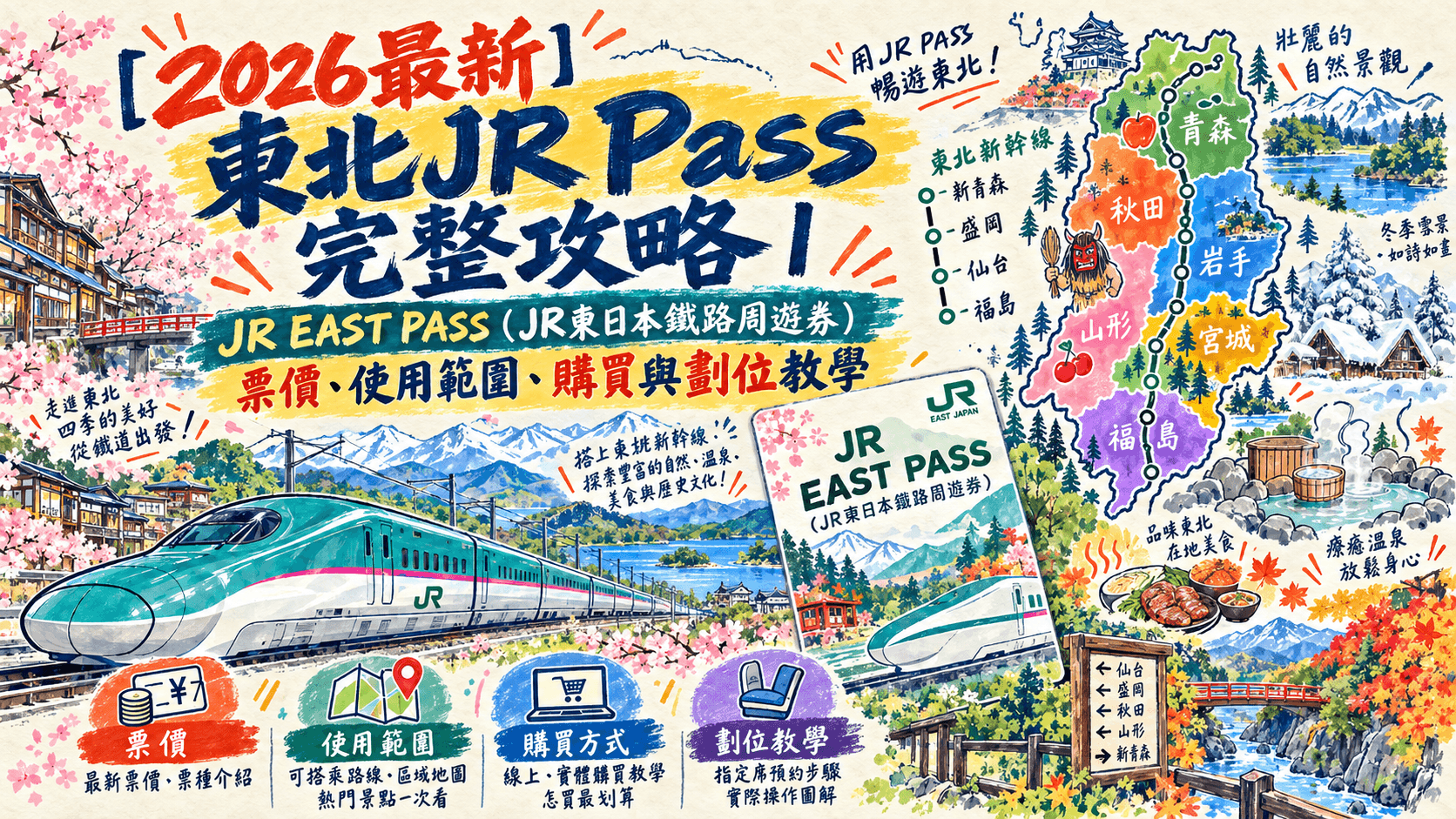 【2026最新】東北JR Pass完整攻略|JR EAST PASS(JR東日本鐵路周遊券)票價、使用範圍、購買與劃位教學